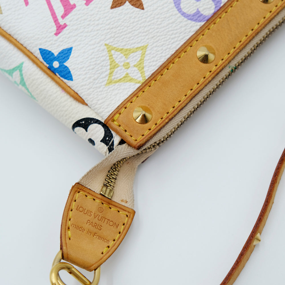 LV x Takashi Murakami Pochette Accessoires Pouch White M92649 白三彩