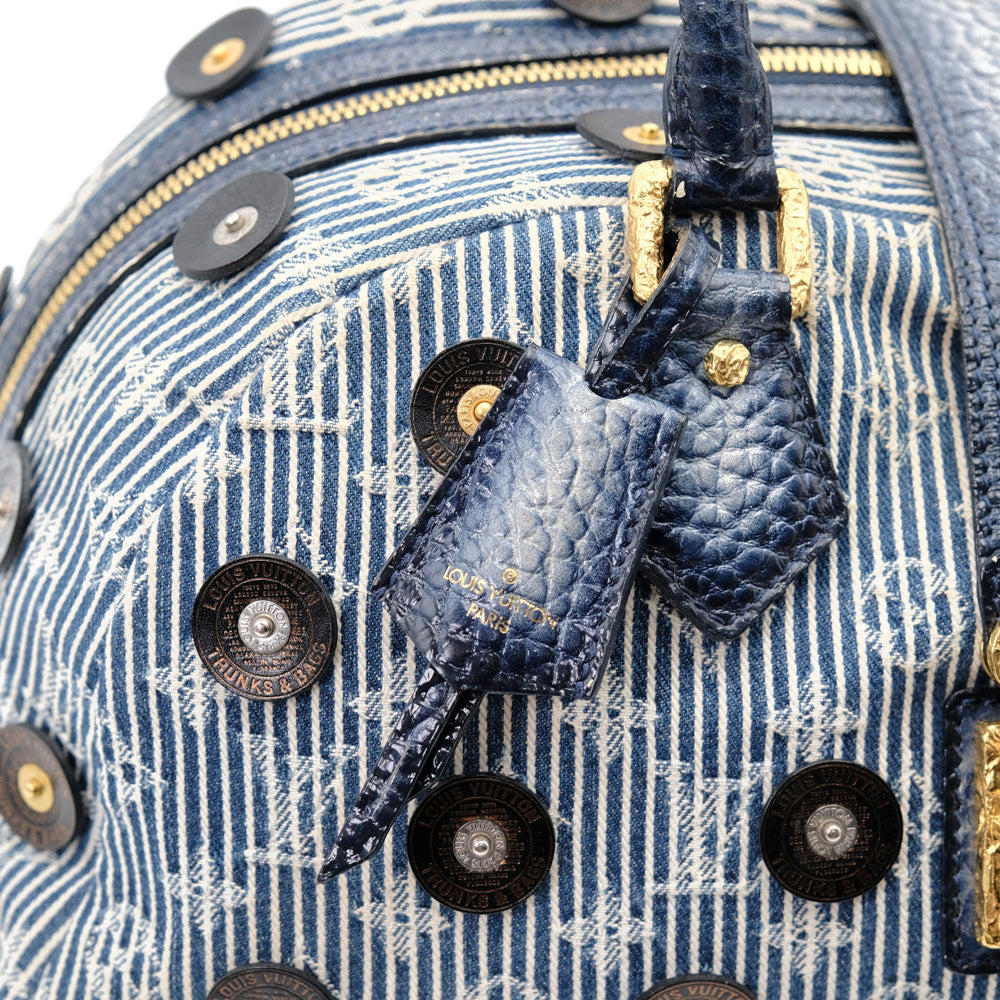 LV Demin Polka Dots Panama Bowly Canvas Navy 波士頓包 M95418