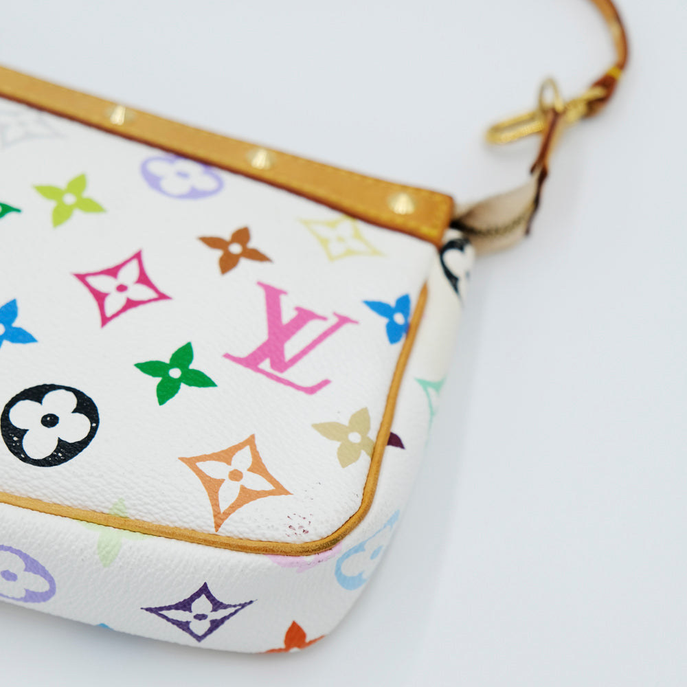 LV x Takashi Murakami Pochette Accessoires Pouch White M92649 白三彩