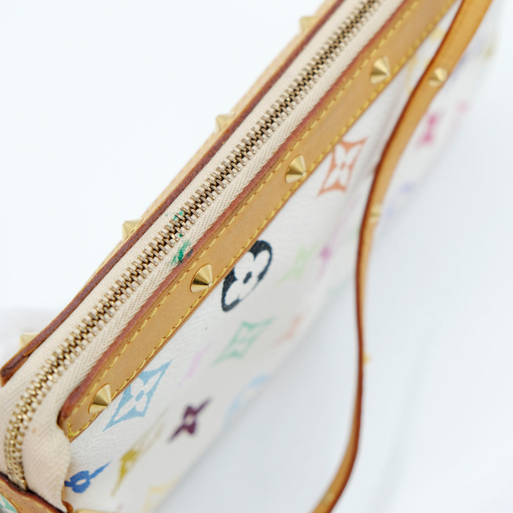 LV x Takashi Murakami Pochette Accessoires Pouch White M92649 白三彩