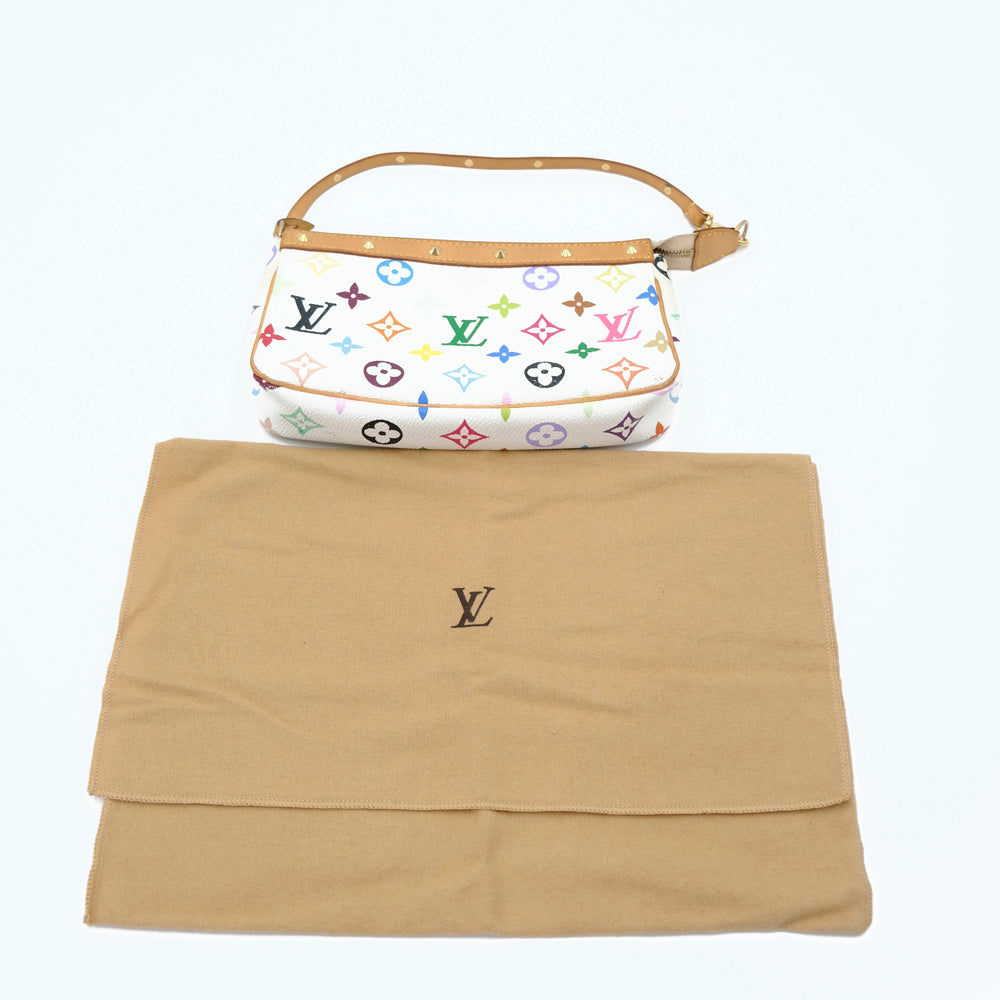 LV x Takashi Murakami Pochette Accessoires Pouch White M92649 白三彩