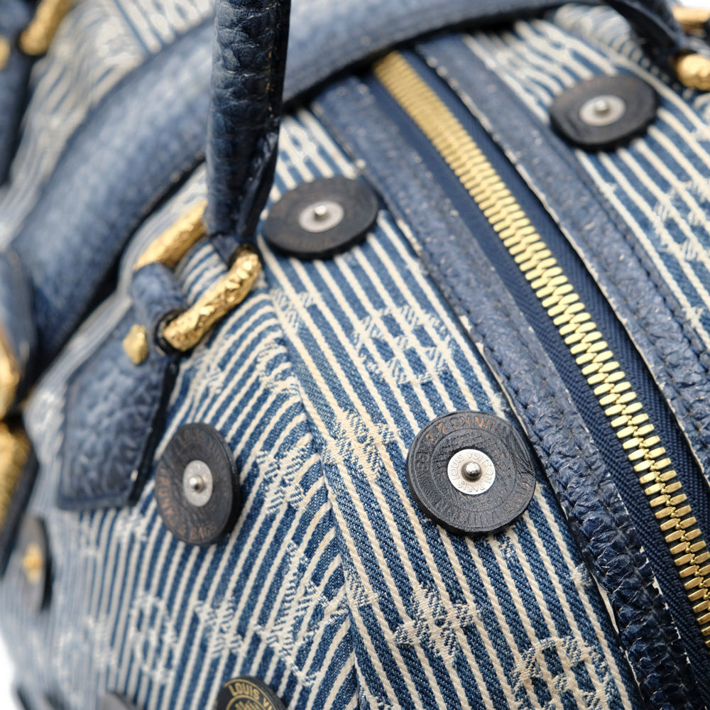 LV Demin Polka Dots Panama Bowly Canvas Navy 波士頓包 M95418