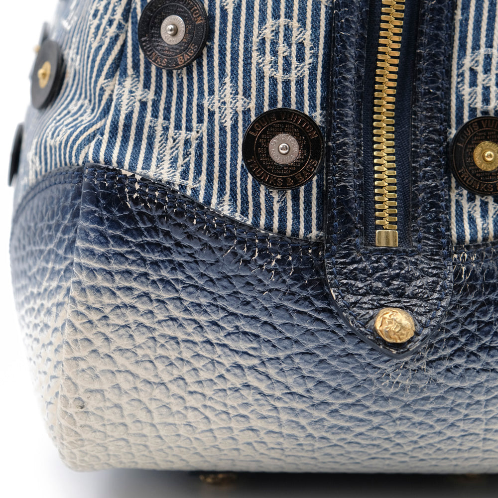 LV Demin Polka Dots Panama Bowly Canvas Navy 波士頓包 M95418
