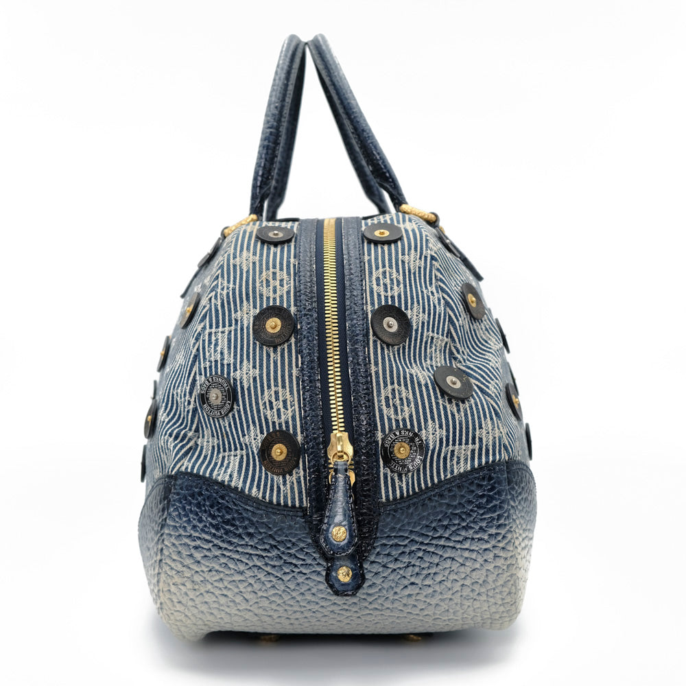 LV Demin Polka Dots Panama Bowly Canvas Navy 波士頓包 M95418