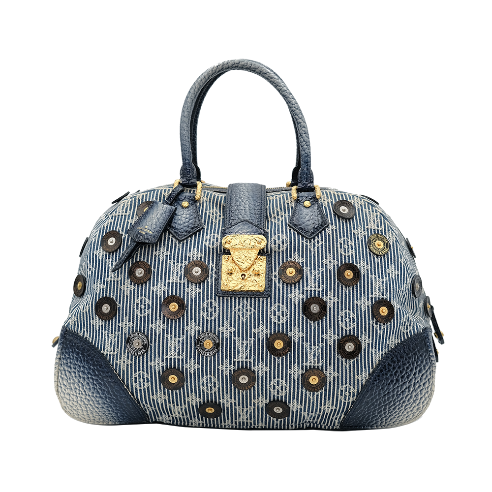 LV Demin Polka Dots Panama Bowly Canvas Navy 波士頓包 M95418
