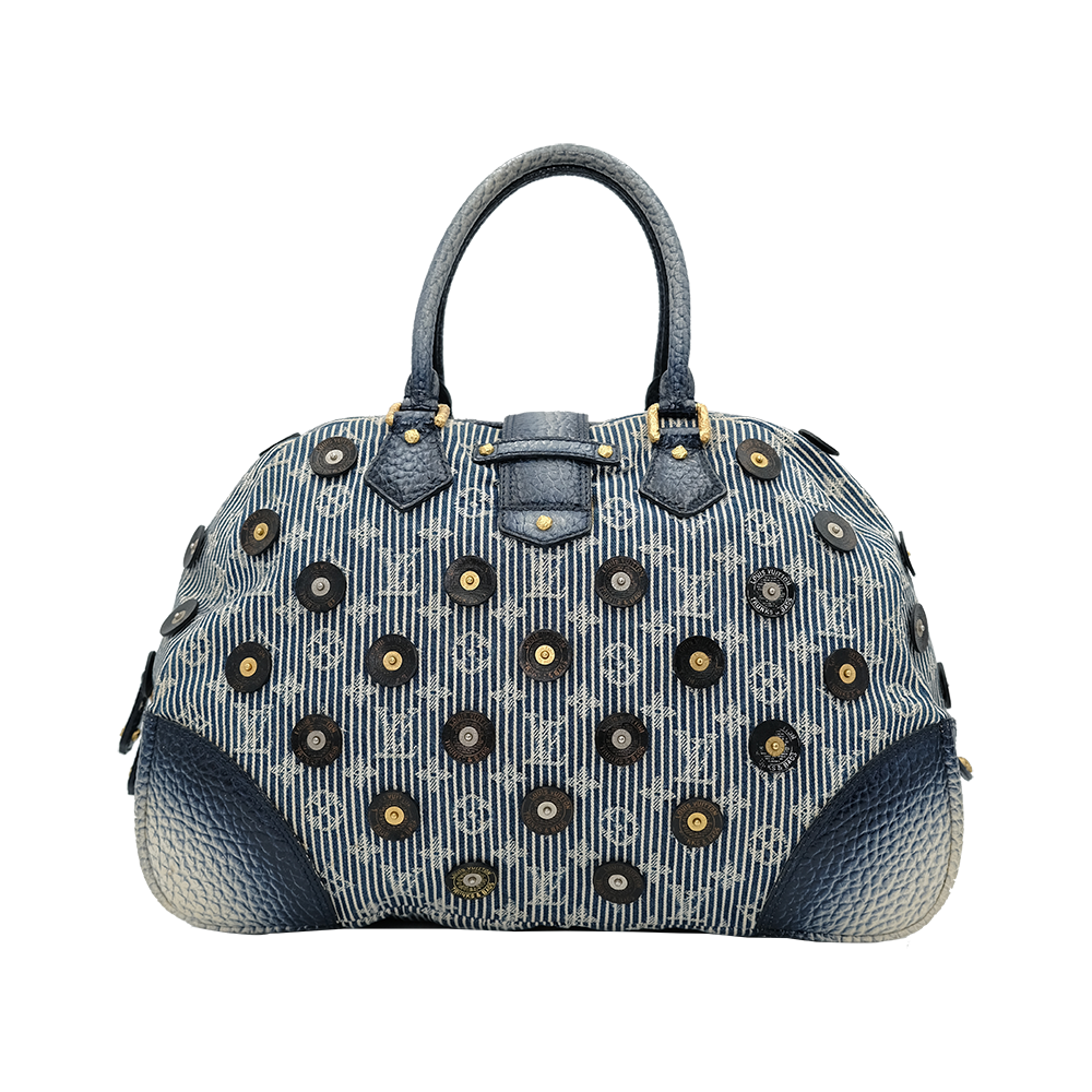 LV Demin Polka Dots Panama Bowly Canvas Navy 波士頓包 M95418
