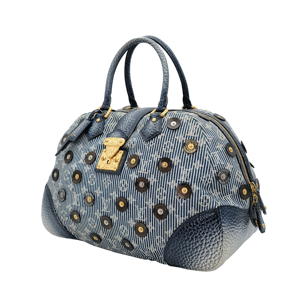 LV Demin Polka Dots Panama Bowly Canvas Navy 波士頓包 M95418