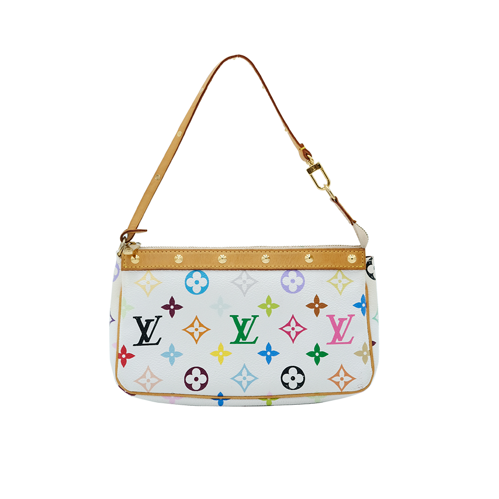 LV x Takashi Murakami Pochette Accessoires Pouch White M92649 白三彩