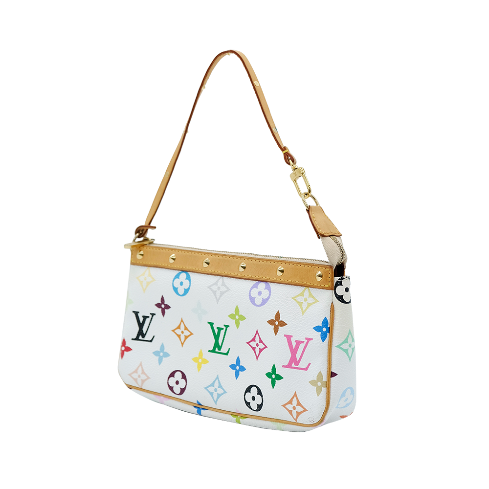 LV x Takashi Murakami Pochette Accessoires Pouch White M92649 白三彩
