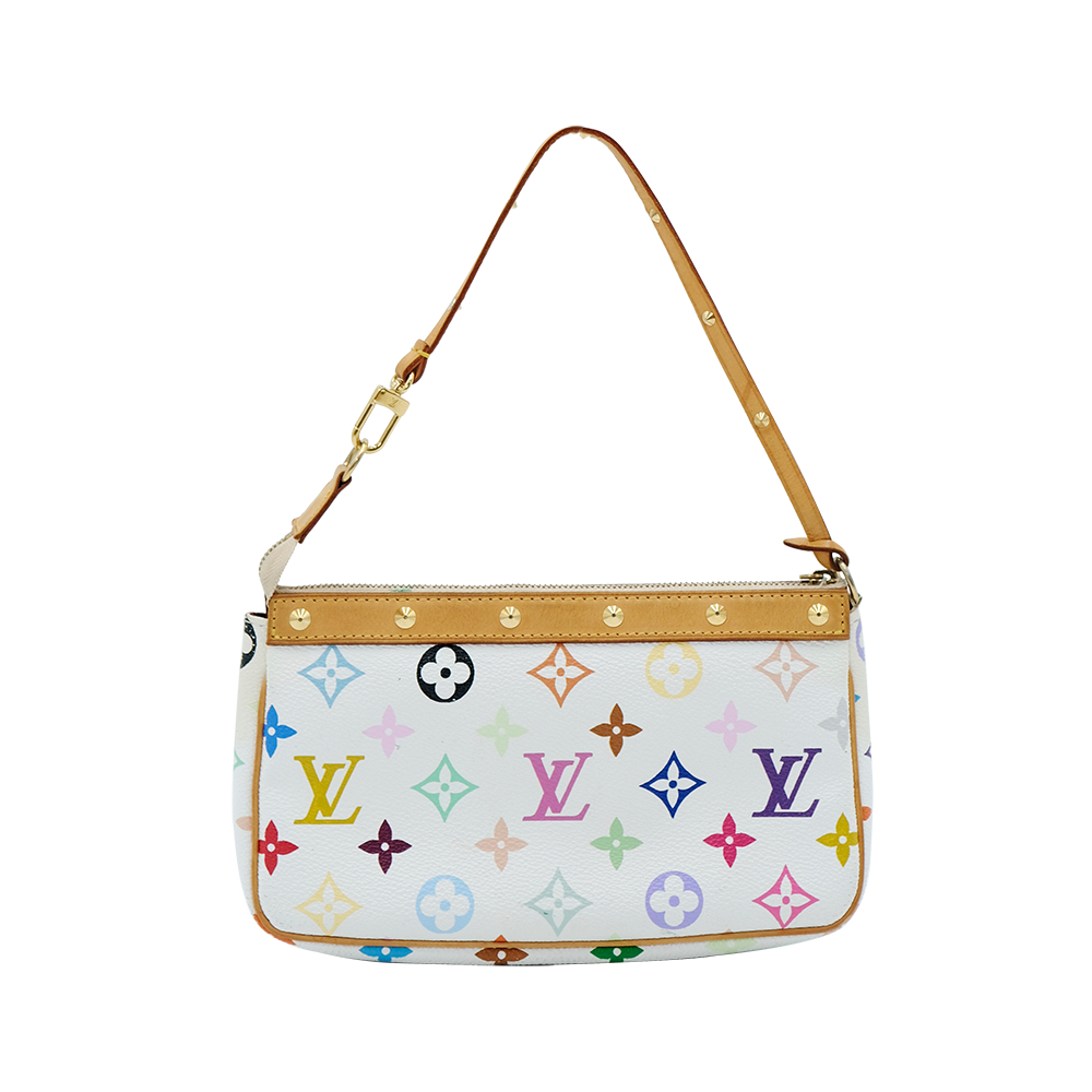 LV x Takashi Murakami Pochette Accessoires Pouch White M92649 白三彩